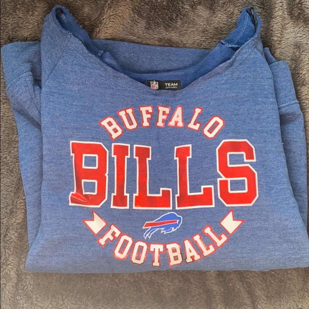 Bills sweater, neck is cut out